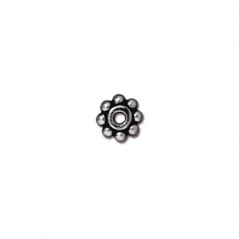 6mm TierraCast Daisy Heishi Spacer Beads - Antique Rhodium - Pack of 10