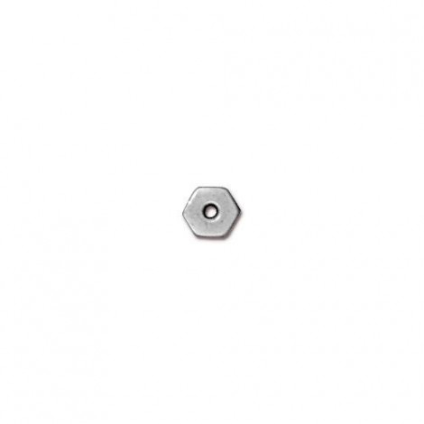 4mm TierraCast Hex Heishi Spacers - Silver Plated - Pack of 20