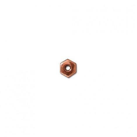 4mm TierraCast Hex Heishi Spacer Beads - Antique Copper - Pack of 20