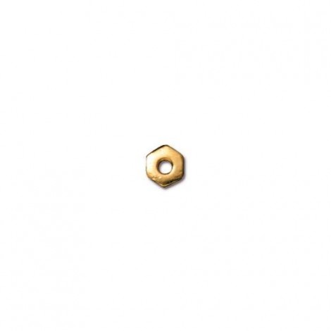 4mm TierraCast Hex Heishi Spacers - Gold Plated - Pack of 20