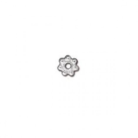 5mm TierraCast Bali Style Bright .999 Silver Plated Daisy Beads - Pack of 10