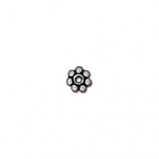 5mm TierraCast Bali Style Antique .999 Silver Plated Daisy Beads - Pack of 10