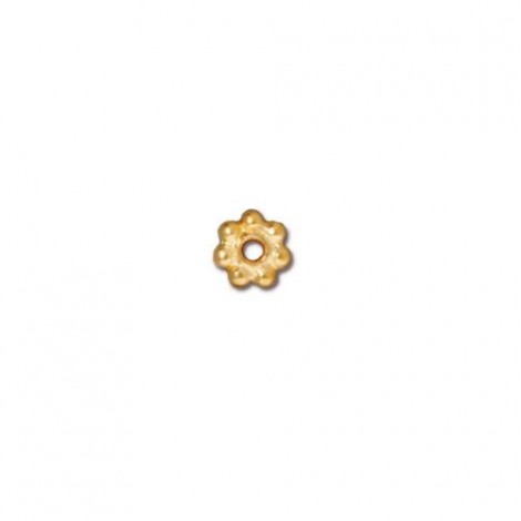 5mm TierraCast Bali Style Bright 22K Gold Plated Daisy Beads - Pack of 10