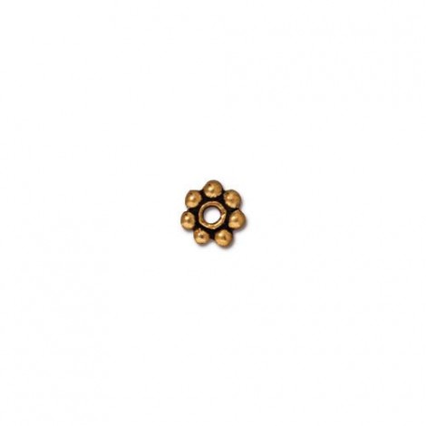 5mm TierraCast Bali Style 22K Antique Gold Plated Daisy Beads