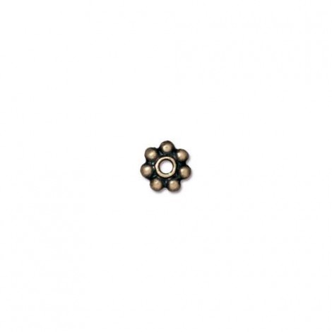 5mm TierraCast Beaded Heishi Spacer Beads - Brass Oxide - Pack of 10