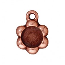 8mm ID TierraCast Small Flower Drop Frame - Antique Copper Plated - Pack of 2