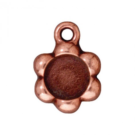 8mm ID TierraCast Small Flower Drop Frame - Antique Copper