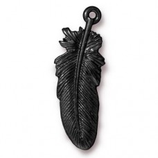 30mm TierraCast Feather Charm - Black Oxide - Pack of 2