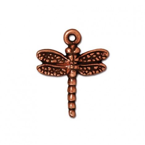 20mm TierraCast Dragonfly Charm - Antique Copper