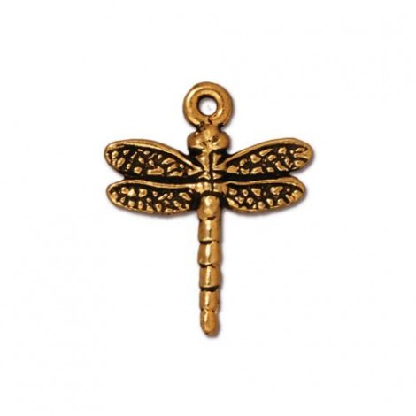 20mm TierraCast Dragonfly Charm - Antique 22K Gold Plated