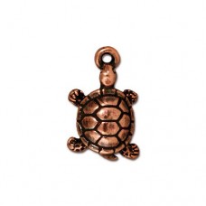 17x10mm TierraCast Turtle Charm - Antique Copper - Each