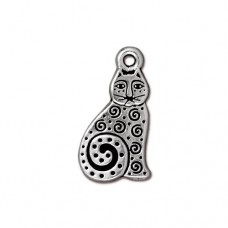 19mm TierraCast Spiral Cat Charm - Antique Silver - Pack of 2