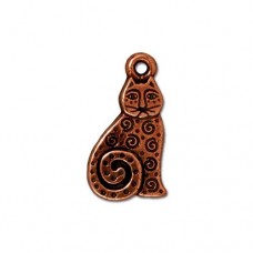 19mm TierraCast Spiral Cat Charms - Antique Copper - Pack of 2