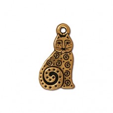 19mm TierraCast Spiral Cat Charms - Antique Gold - Pack of 2