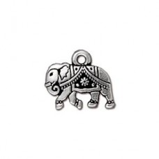 13.5x12mm TierraCast Gita Elephant Charm - Antique Fine Silver Plated - Pack of 2