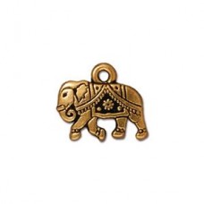 12mm TierraCast Gita Elephant Charm - 22K Gold Plated - Pack of 2