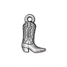 18.5x11.75mm TierraCast Cowboy Boot Charms - Antique Fine Silver Plated - Each
