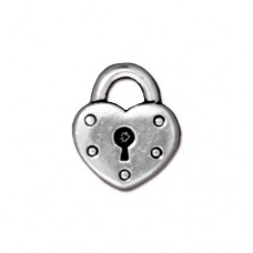 17mm TierraCast Lock Charm - Antique Silver Plated - Pack of 2