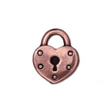 17mm TierraCast Lock Charm - Antique Copper Plated - Pack of 2