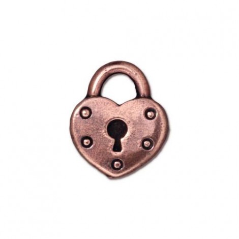 17mm TierraCast Lock Charm - Antique Copper Plated