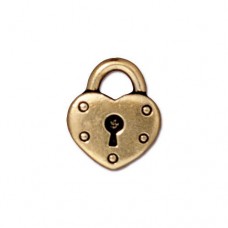17mm TierraCast Lock Charm - Antique Gold Plated - Pack of 2
