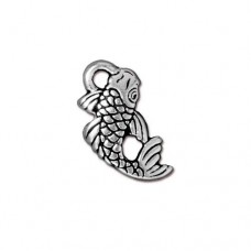 10x18mm TierraCast Koi Fish Charm - Antique Fine Silver Plated - Pack of 2