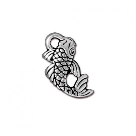 10x18mm TierraCast Koi Fish Charm - Antique Fine Silver Plated
