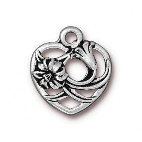 20x18mm TierraCast Floral Heart Charm - Antique Fine Silver Plated - Each 20x18mm TierraCast Floral Heart Charm - Antique Fine Silver Plated - Each