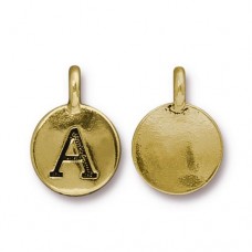 11x16mm TierraCast Letter Charms - A - Antique 22K Gold Plated - Each