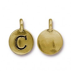 11x16mm TierraCast Letter Charms - C - Antique 22K Gold Plated - Each