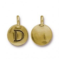 11x16mm TierraCast Letter Charms - D - Antique 22K Gold Plated - Each