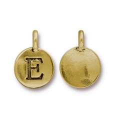 11x16mm TierraCast Letter Charms - E - Antique 22K Gold Plated - Each