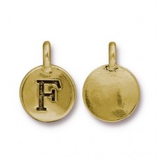 11x16mm TierraCast Letter Charms - F - Antique 22K Gold Plated - Each