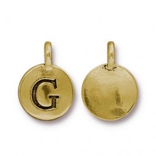 11x16mm TierraCast Letter Charms - G - Antique 22K Gold Plated - Each