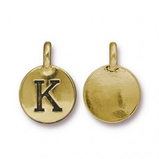 11x16mm TierraCast Letter Charms - K - Antique 22K Gold Plated - Each
