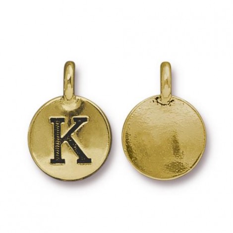 11x16mm TierraCast Letter Charms - K - Antique 22K Gold Plated