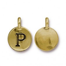 11x16mm TierraCast Letter Charms - P - Antique 22K Gold Plated - Each