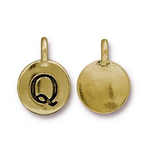 11x16mm TierraCast Letter Charms - Q - Antique 22K Gold Plated - Each