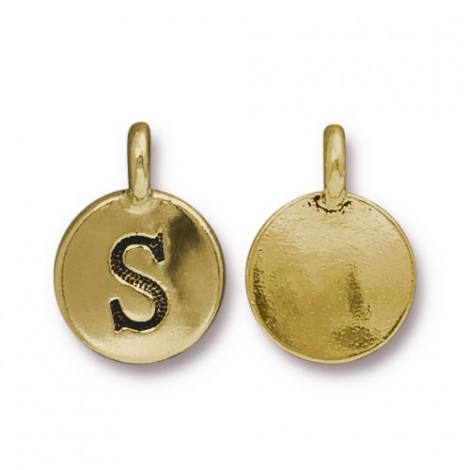 11x16mm TierraCast Letter Charms - S - Antique 22K Gold Plated - Each