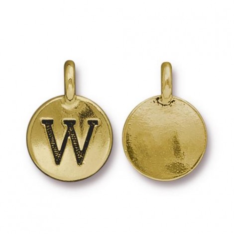 11x16mm TierraCast Letter Charms - W - Antique 22K Gold Plated - Each