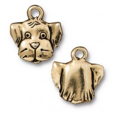 16mm TierraCast Spot the Dog Charm - Antique Gold - Each