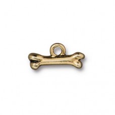 7.5x16mm TierraCast Bone Charm - Antique 22K Gold Plated - Pack of 2