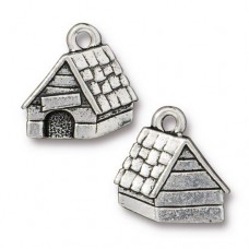 15mm TierraCast Dog House Charm - Antique Silver - Each