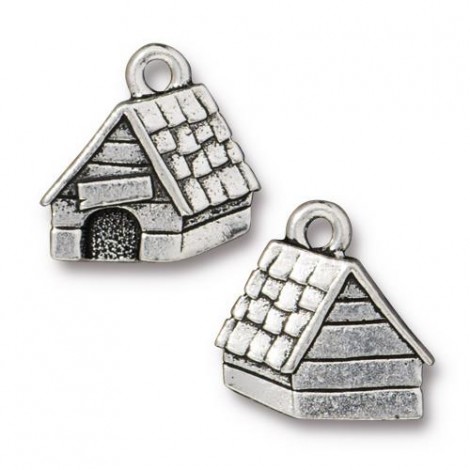 15mm TierraCast Dog House Charm - Antique Silver - Each 15mm TierraCast Dog House Charm - Antique Silver - Each