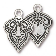 15x23mm TierraCast Mehndi Charm - Antique Silver - Pack of 2