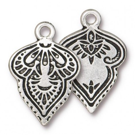 15x23mm TierraCast Mehndi Charm - Antique Silver - Pack of 2