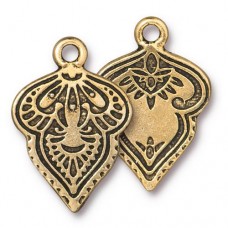 15x23mm TierraCast Mehndi Charm - Antique Gold - Pack of 2