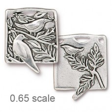 28.5x23.5mm TierraCast Botanical Birds Pendant - Antique Silver - Each