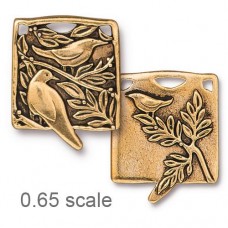 28.5x23.5mm TierraCast Botanical Birds Pendant - Antique Gold - Each