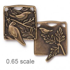 28.5x23.5mm TierraCast Botanical Birds Pendant - Brass Oxide - Each